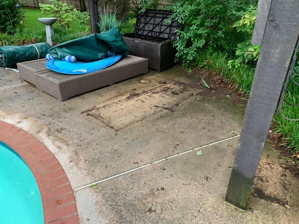 Pool patio before cleaning